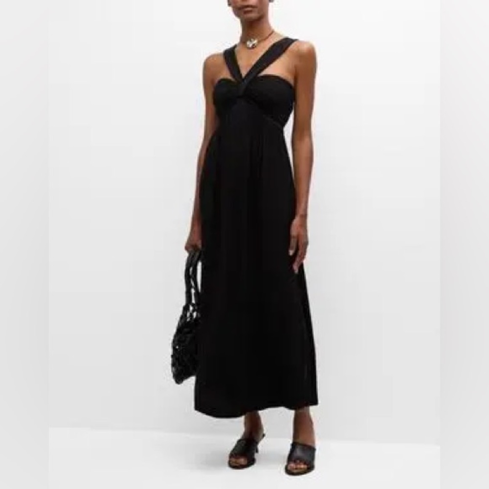 La Ligne Aria Twisted Crinkle Midi Dress
